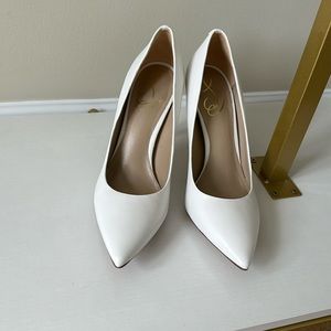 Sam Edelman Hazel Pointed Toe Pump - Bright White Leather (Worn once)
